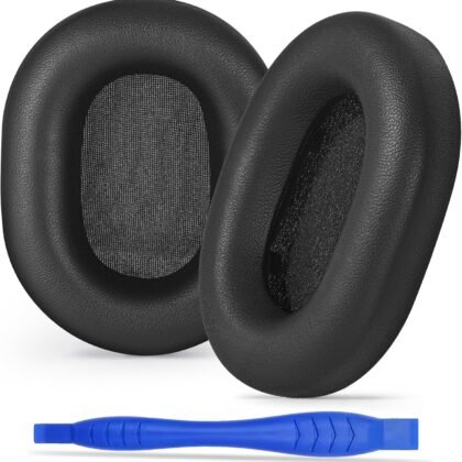 Aurivor Genuine Leather Ear-Pads Cushions for Sony WH-1000XM5 Noise Canceling Headphones, Premium XM5 Replacement Ear Covers with Soft Lambskin Leather, Optimized Memory Foam (Lambskin-Black)