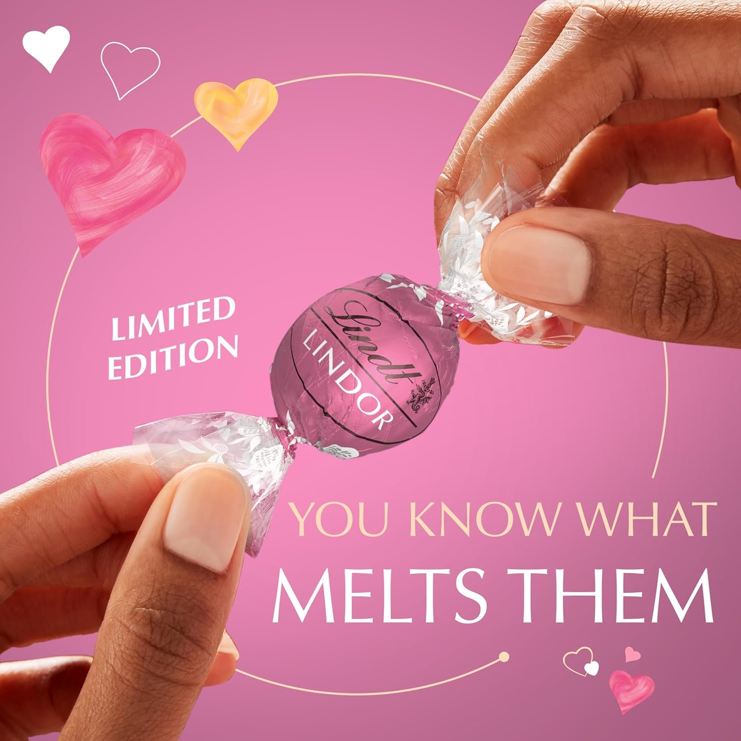 Lindt LINDOR Strawberries and Cream White Chocolate Candy Truffles, Valentine's Day White Chocolate with Strawberries and Cream White Truffle Filling, 15.2 oz. Bag - Image 6