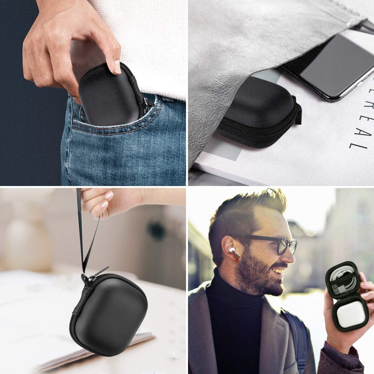 ProCase Compatible for AirPods Pro 2 2022 / AirPods 3 2021 / AirPods Pro 1 / Jabra Elite 75t / Beats Studio Buds, Hard Travel Carrying Case Storage Pouch Bag for Earbuds Earphones Headphones -Black - Image 5