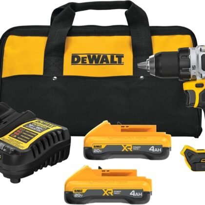 DEWALT 20V MAX XR Brushless Cordless 1/2 in. Drill Driver Kit With DEWALT POWERPACK Batteries and Charger (DCD801QQ2)