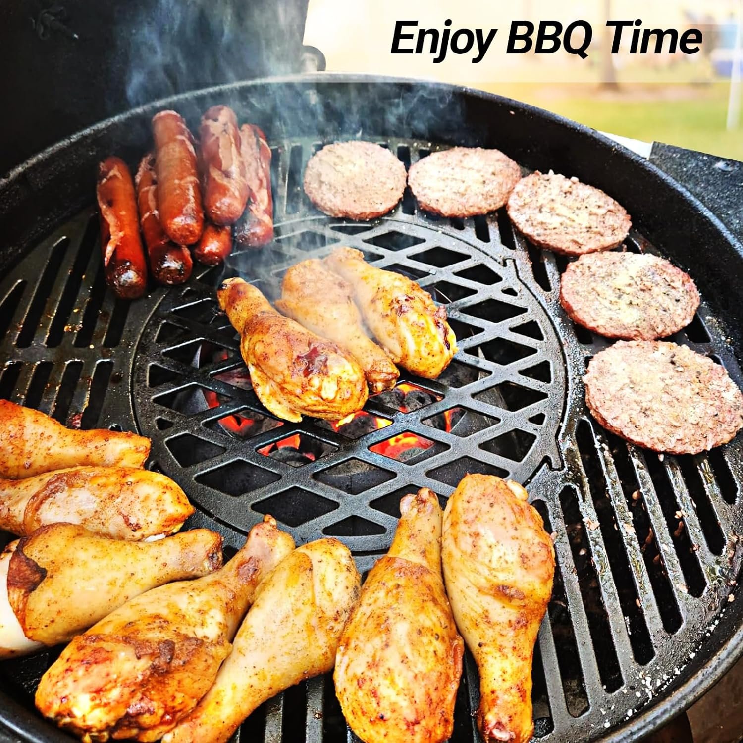 Uniflasy Cast Iron Cooking Grate for Weber 22 inch Kettle Grills, Gourmet BBQ System, One-Touch, Bar-B-Kettle, Master-Touch, Performer, for Weber 22.5 inch Original Kettle Premium Charcoal Grill, 8835 - Image 6