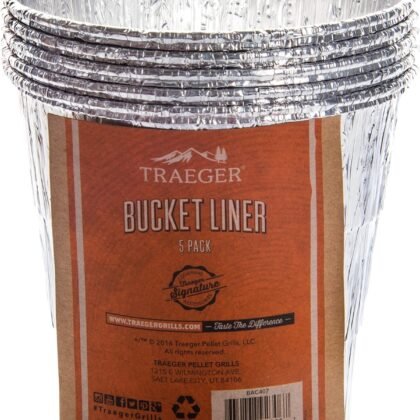 Traeger Grills BAC407 Grease Bucket Liner Grill Accessory, 5 Count