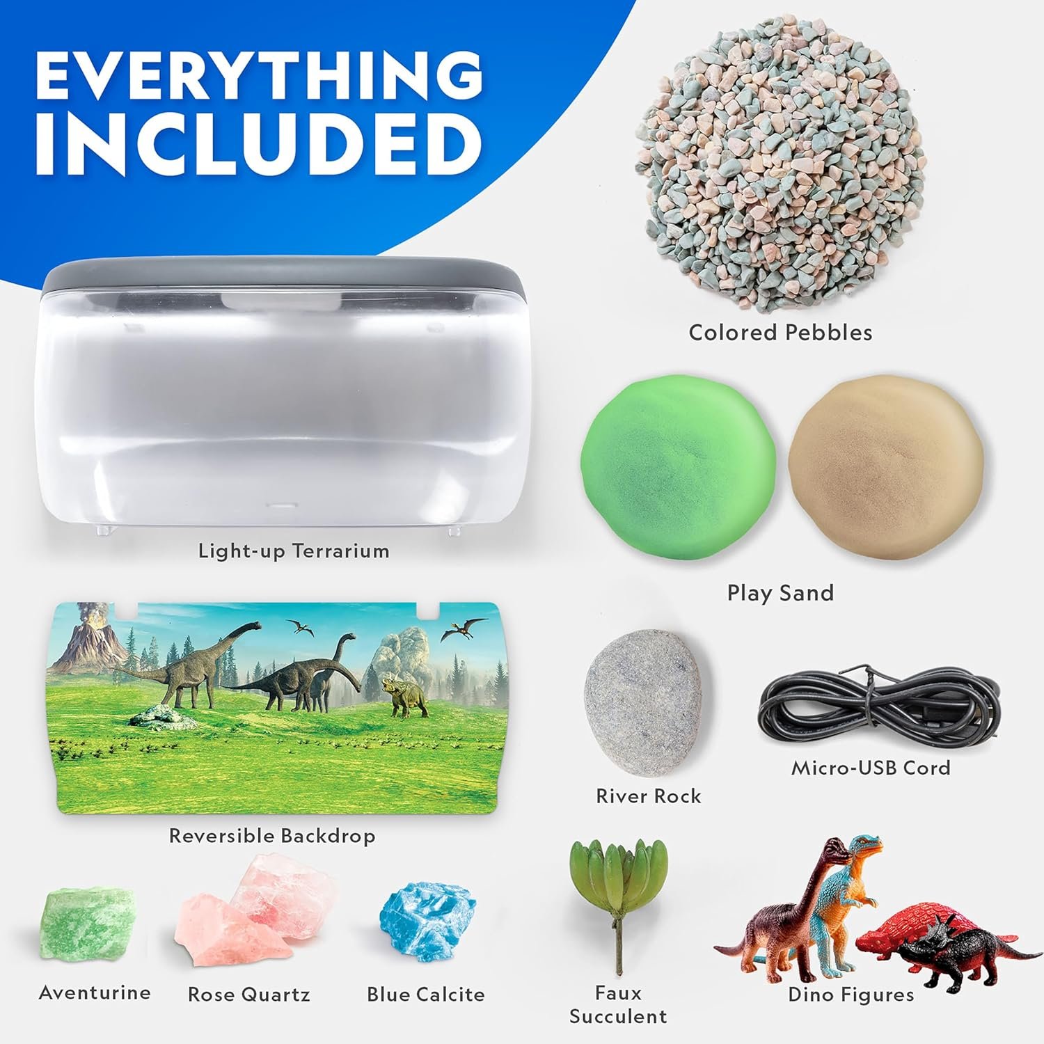 National Geographic Light-Up Dinosaur Terrarium Kit for Kids – Build a Prehistoric Habitat with Play Sand, Real Gemstones & Dino Figures, Science Activity Kit for Boys & Girls - Image 6