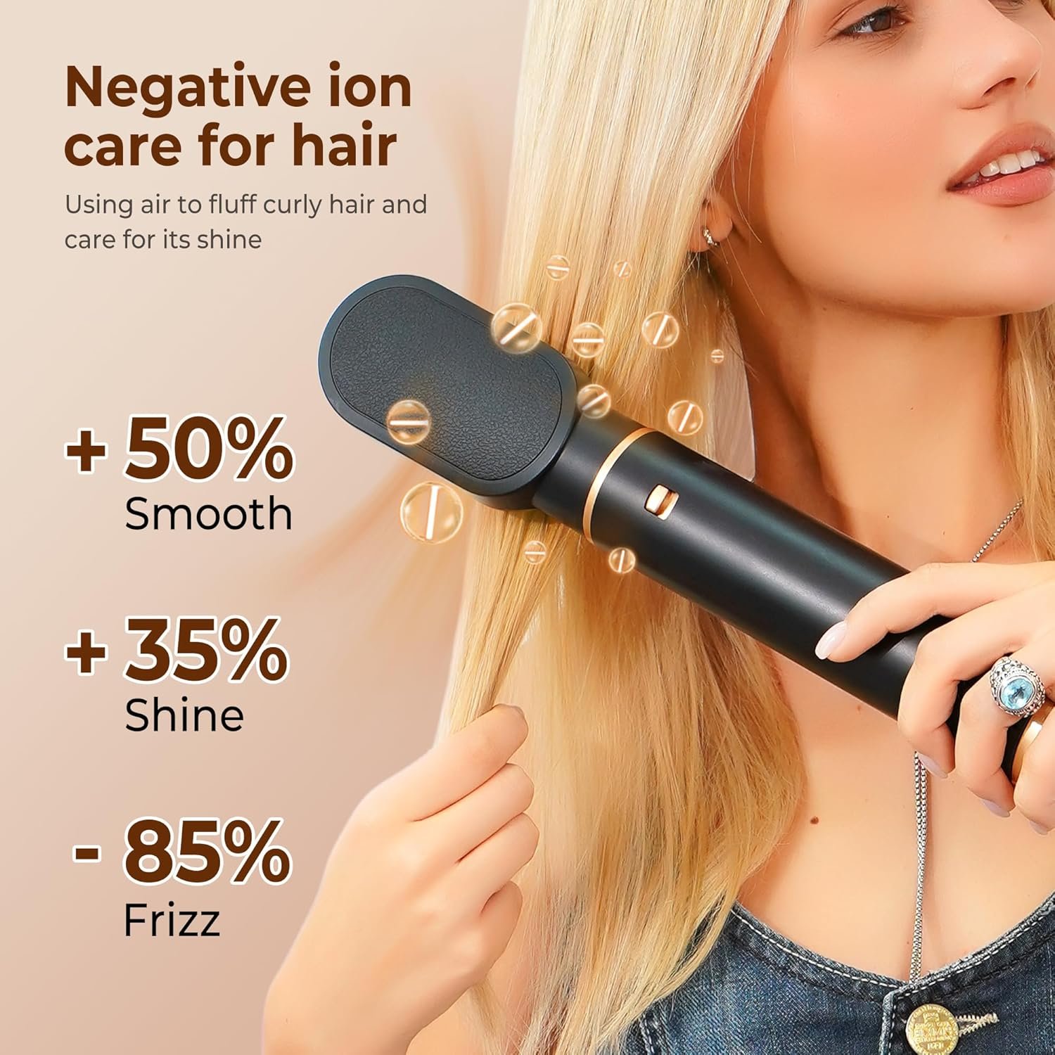 5 in 1 Blow Dryer Brush, Upgrade Hair Dryer Brush Air Curler Air Curling Wrap Styler, Detachable Hot Air Brush Negative Ion Curling Brush Iron, Hair Styling Tools for Drying Curling Straightening - Image 3