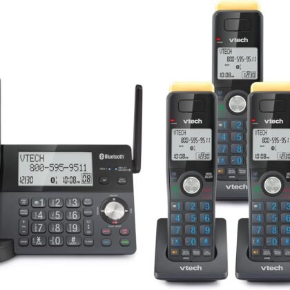 VTech IS8128-51 Super Long Range 5-Handset DECT 6.0 Cordless Phone for Home with Answering Machine, 2300 ft Range, Call Blocking, Bluetooth Connect to Cell, Intercom