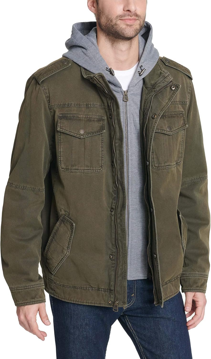 Levi's Men's Washed Cotton Hooded Military Jacket (Regular & Big & Tall Sizes) - Image 3