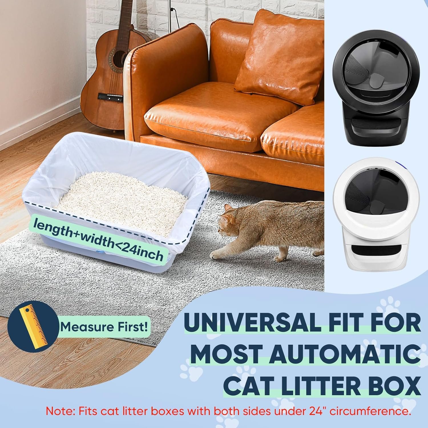 160 Count Cat Litter Box Liners Compatible with Litter Robot 3 & 4, Cat Litter Liners for Automatic Litter Box, 10-12 Gallon Heavy Duty Waste Bags with Drawstrings, 25.19" x 15.7" - Image 3