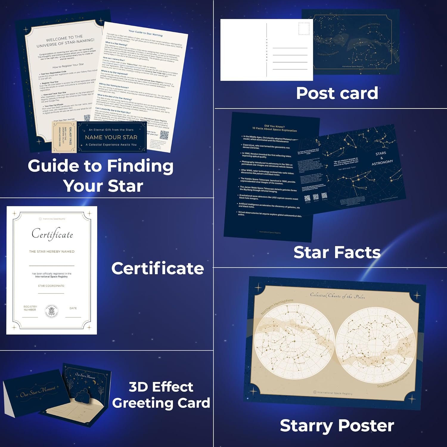 Name a Star Gift Box – Personalized Star Kit, Star Certificate, Galaxy Pass, 3D Greeting Card & Night Sky Poster – Unique Romantic Astronomy Gift for Anniversary or Memorial - Image 4