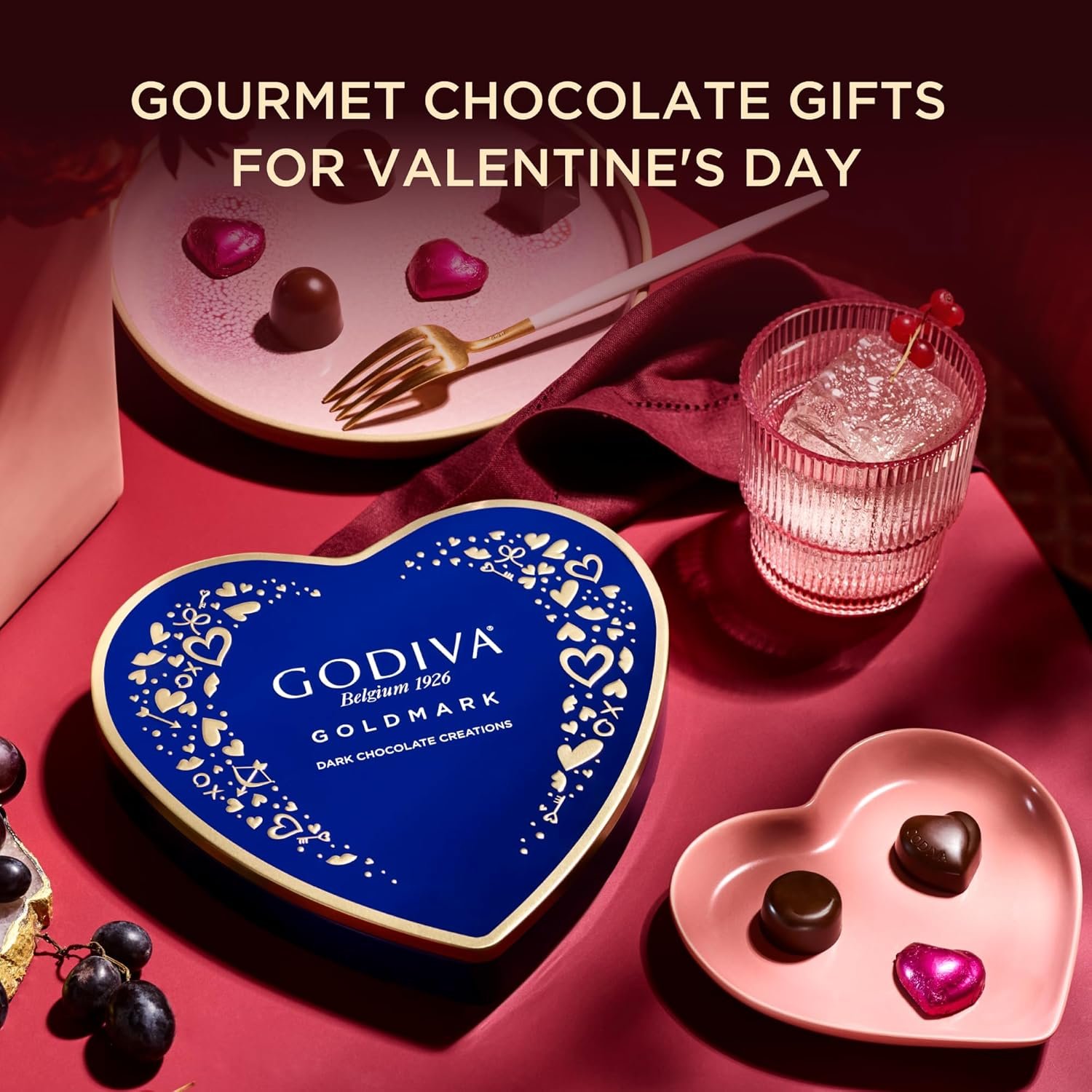 Godiva Goldmark Heart Chocolate Box, Dark Chocolates with Ganache, Elegant Valentine’s Day Gift Tin, 14 Pc - Image 3