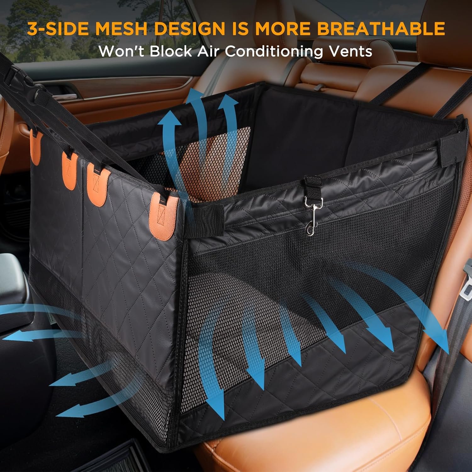 Back Seat Extender for Dogs,Hard Bottom Dog Car Seat Cover for Back Seat Holds 400lbs,Waterproof Anti-Scratch PU Leather Backseat Extender for Dogs,Dog Hammock for Car SUV Truck - Image 4