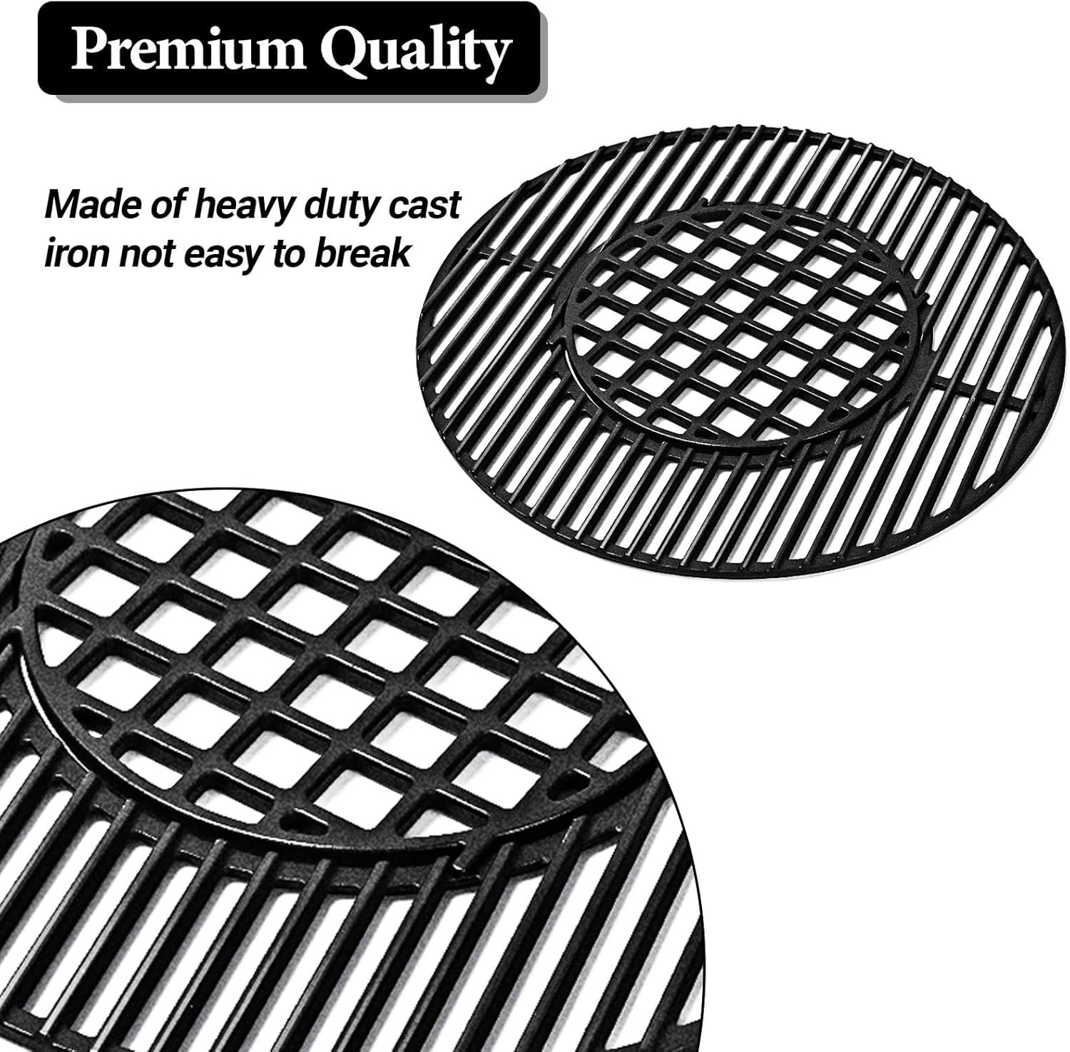 Uniflasy Cast Iron Cooking Grate for Weber 22 inch Kettle Grills, Gourmet BBQ System, One-Touch, Bar-B-Kettle, Master-Touch, Performer, for Weber 22.5 inch Original Kettle Premium Charcoal Grill, 8835 - Image 4