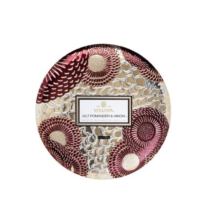 Japonica Collection 3 Wick Tin Candle - Gilt Pomander and Hinoki by Voluspa for Unisex - 12 oz Candle