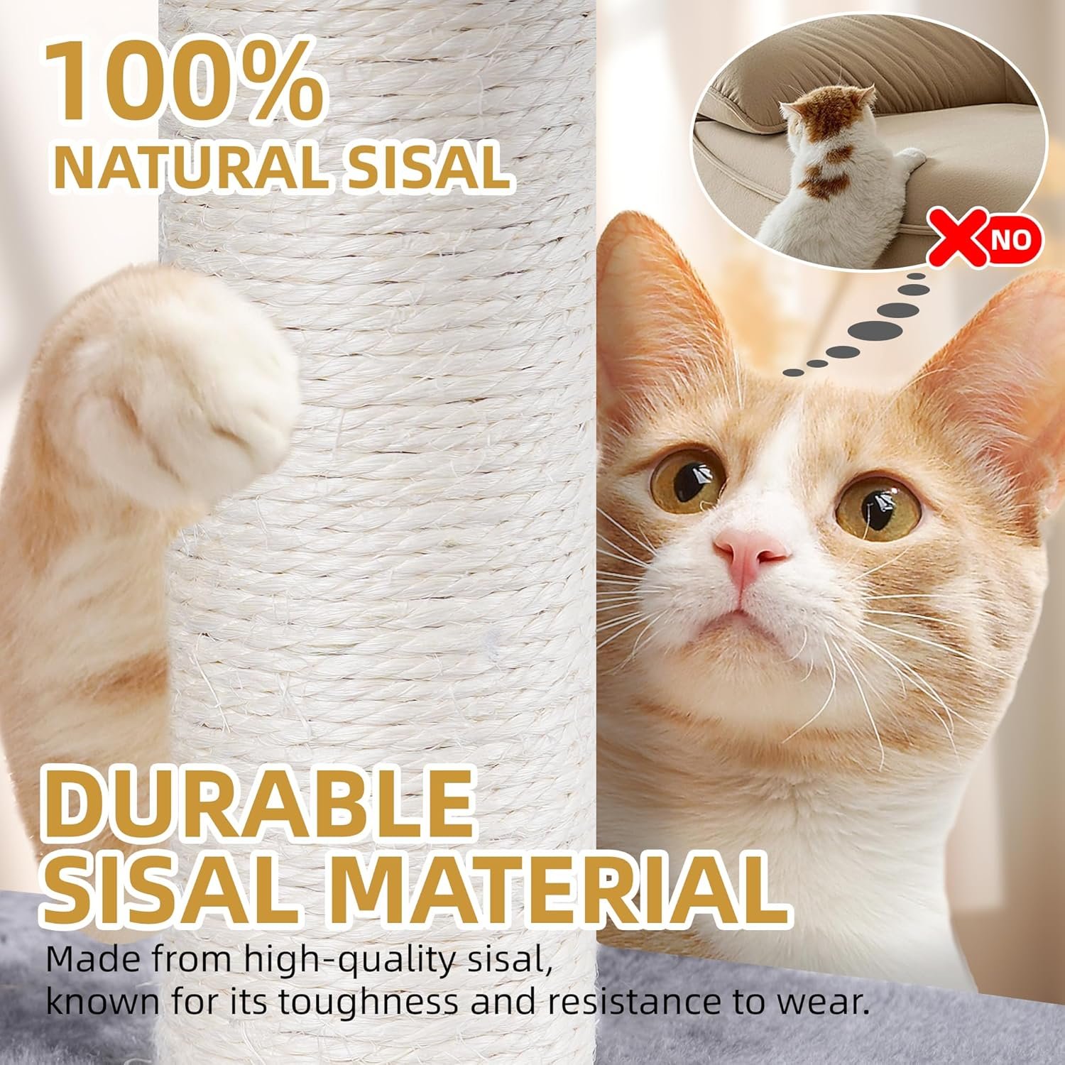 Xin Three Layer Cat Tree with Cat Condo and Two Hammocks,Grey - Image 8