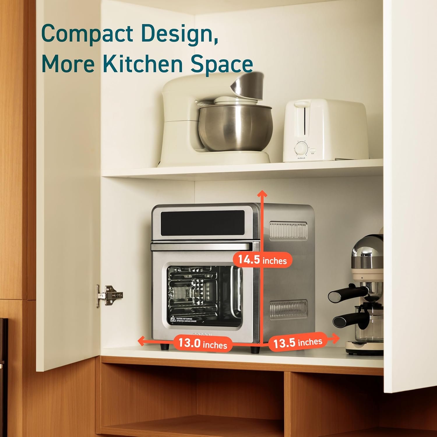 COSORI 11-in-1 Air Fryer Oven , 13Qt Small Footprint Airfryer combo with Rotisserie, Toast, Bake, Roast, Reheat Functions and more, Recipe Book & 6 Accessories Included, Perfect for Small Contertop - Image 3