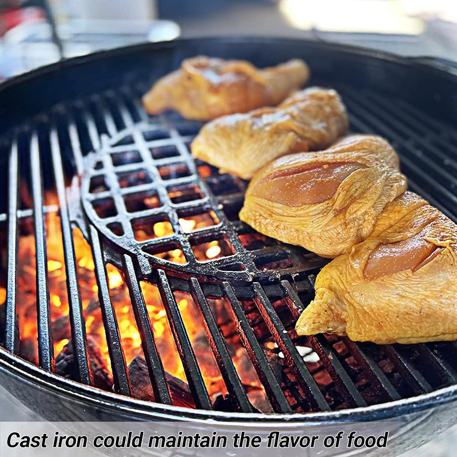 Uniflasy Cast Iron Cooking Grate for Weber 22 inch Kettle Grills, Gourmet BBQ System, One-Touch, Bar-B-Kettle, Master-Touch, Performer, for Weber 22.5 inch Original Kettle Premium Charcoal Grill, 8835 - Image 5