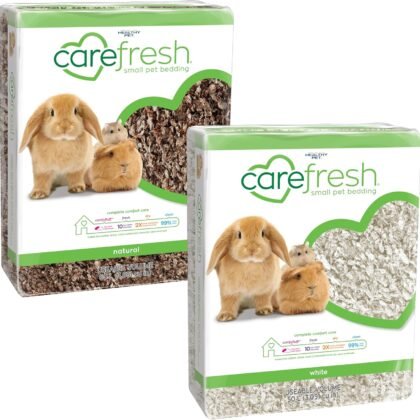 carefresh 99% Dust-Free White and Natural Paper Small Pet Bedding with Odor Control, 110 L (Pack of 2)