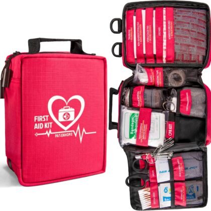 First Aid Kit, Trauma First Aid Kits with Labelled Compartments Molle System, Professional Emergency Kits for Home, Office, Car, Outdoor, Hiking, Travel, Camping