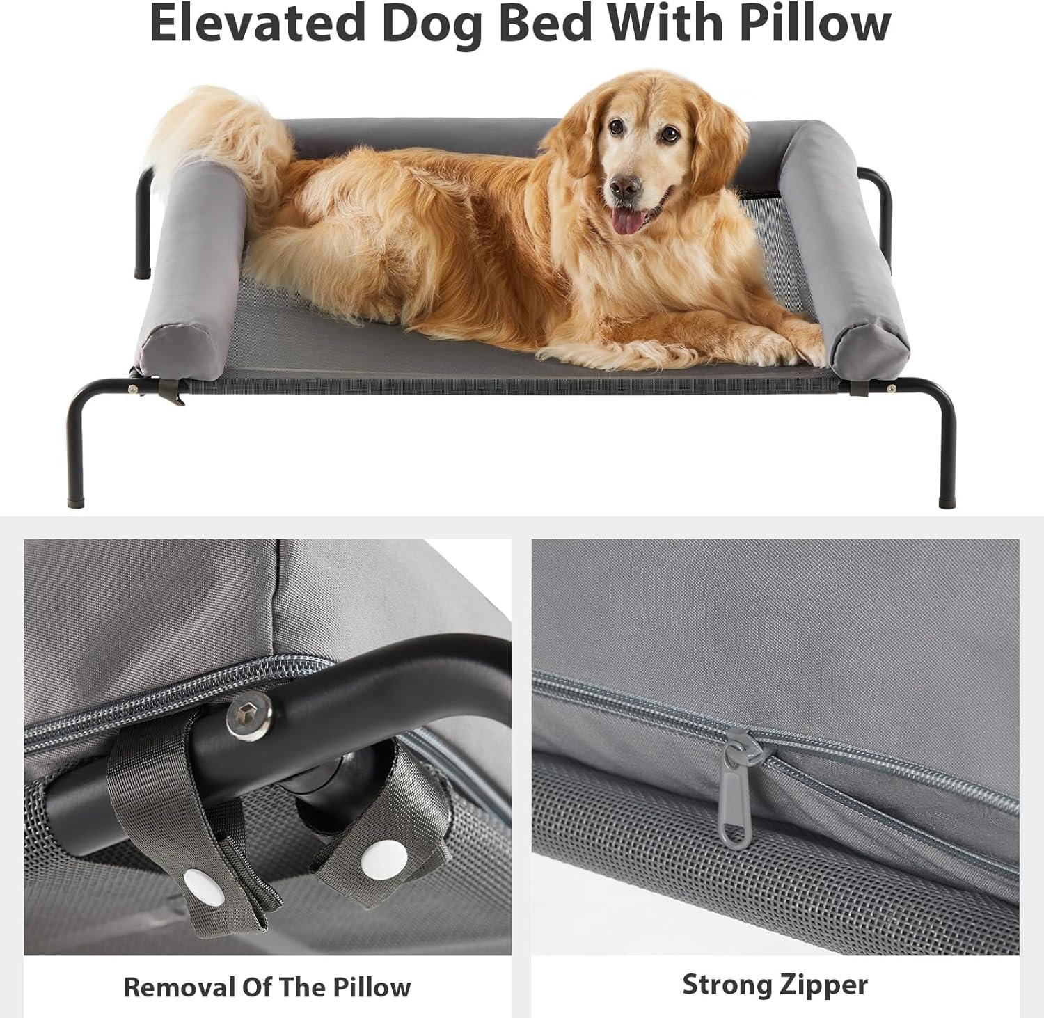 RRPETHOME Large Elevated Cooling Dog Bed, Raised Dog Cot Beds for Large Dogs, Elevated Outdoor Pet Bed, Chew Proof Portable Cooling Pet Cot with Skid-Resistant Feet and Breathable Mesh - Image 4