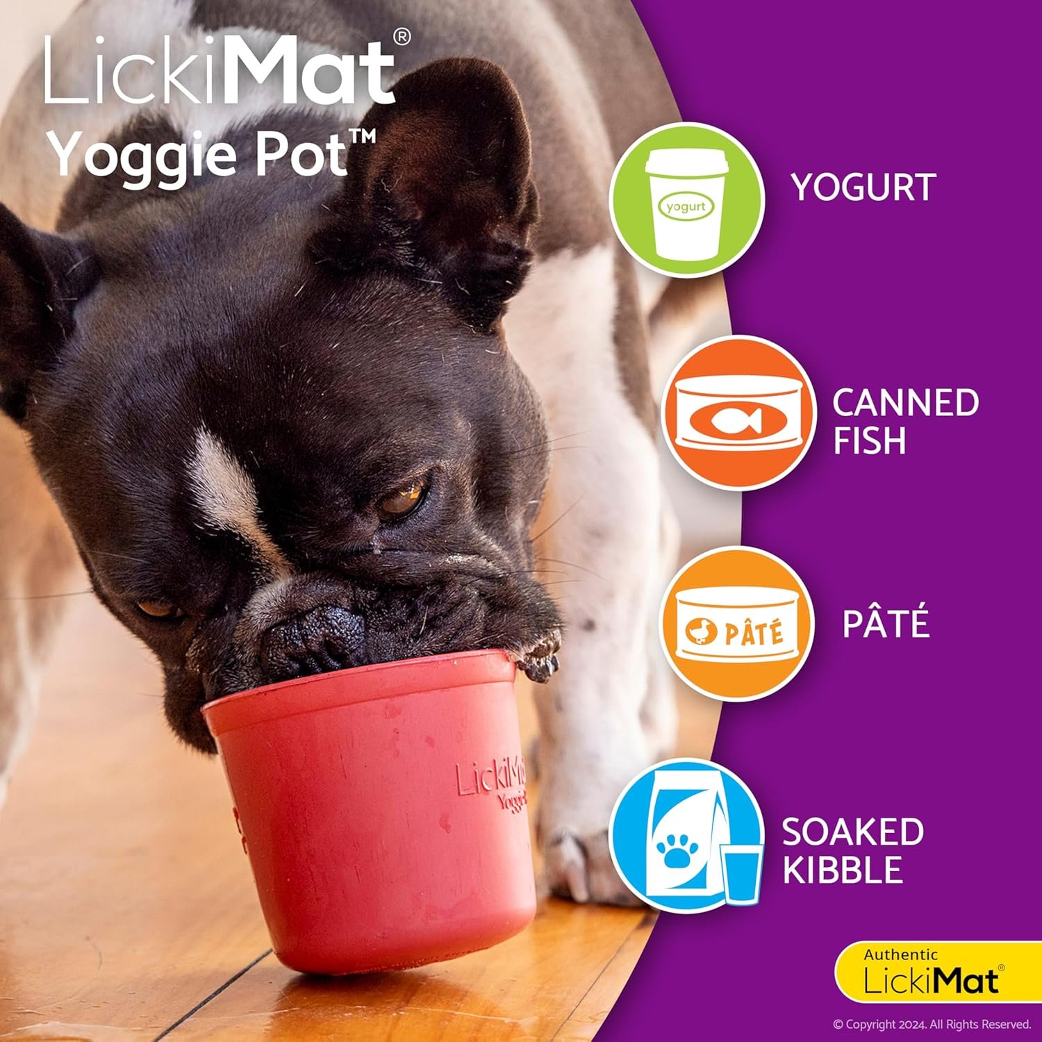 LICKIMAT Yoggie Pot – Distraction, Fun and Enrichment. Long Lasting Rubber Licking Treat Dispenser for All Dog Sizes and Slow Feeder for Small Dogs - Green - Image 4