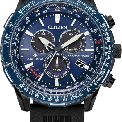 Citizen Eco-Drive Pilot Chronograph Watch with Atomic Timekeeping, 12/24HR, Power Reserve, Luminous Hands/Markers, Sapphire Crystal