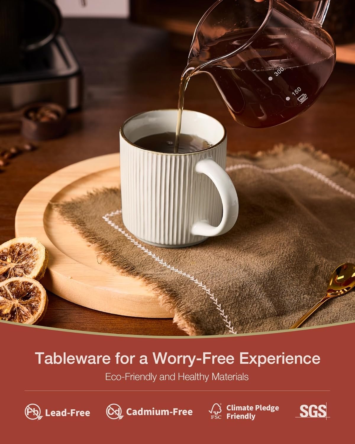 famiware Coffee Mug Set for 4, Star 12 oz Catering Mugs Cup Set with Handle for Coffee, Tea, Cocoa, Milk - Ceramic Stoneware Drinkware Set, White - Image 2