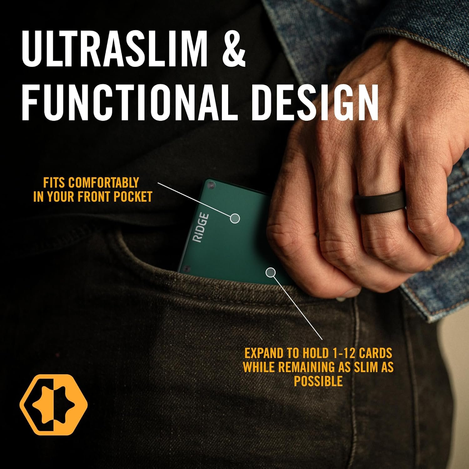 The Ridge Wallet - Slim Minimalist Compact Wallet and Card Holder, | RFID Protected Front Pocket Wallets | Integrated Cash Strap | Forest Green - Image 2