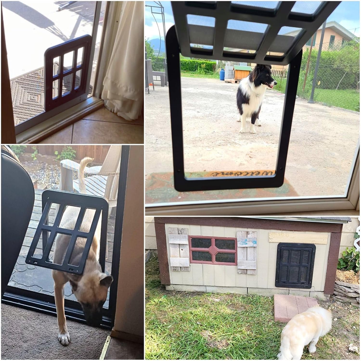 Enjoying Dog Door for Screen Doors, Passage Opening 11.2" x 14.4", Access Freely, Magnetic Swing Flap, Large Pet Door for Sliding Screen Doors, Lockable, Black - Image 2