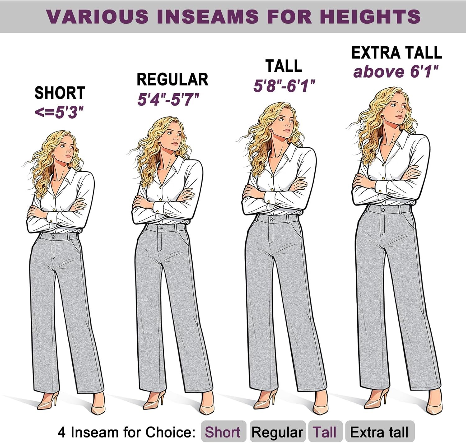 iChosy Womens High Waist Wide Straight Leg Trousers Casual Slacks Dress Pants with Pockets - Image 3