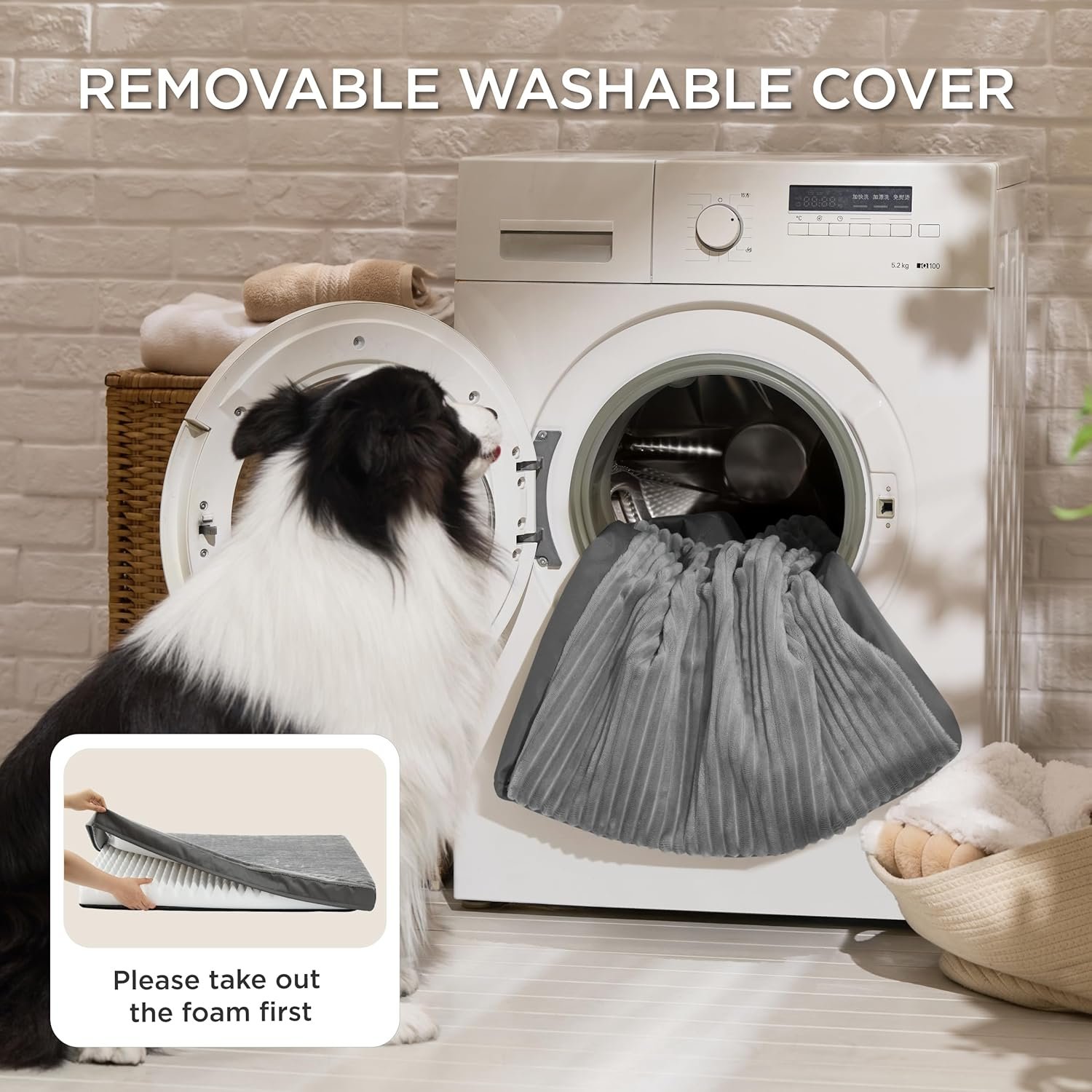 Bedsure Dog Beds Large Sized Dog- Orthopedic Pet Beds for Crate with Removable Machine Washable Cover, NOT Waterproof Egg Crate Foam Puppy Mat, Suitable for Pet Up to 50 lbs, 35x22x2.8, NOT Chewproof - Image 5