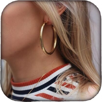 Doubnine Tube Hoop Earrings Gold Lightweight Large Earrings Women Fashion Jewelry