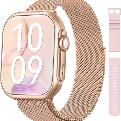 Smart Watch for Women Men Fitness: Smart Watch for iPhone&Android Bluetooth Call with SpO2 Sleep Heart Rate Monitor,IP68,Fitness Tracker with 120+Sport,Reloj Inteligente 30 Day+Battery Life, 2 Bands