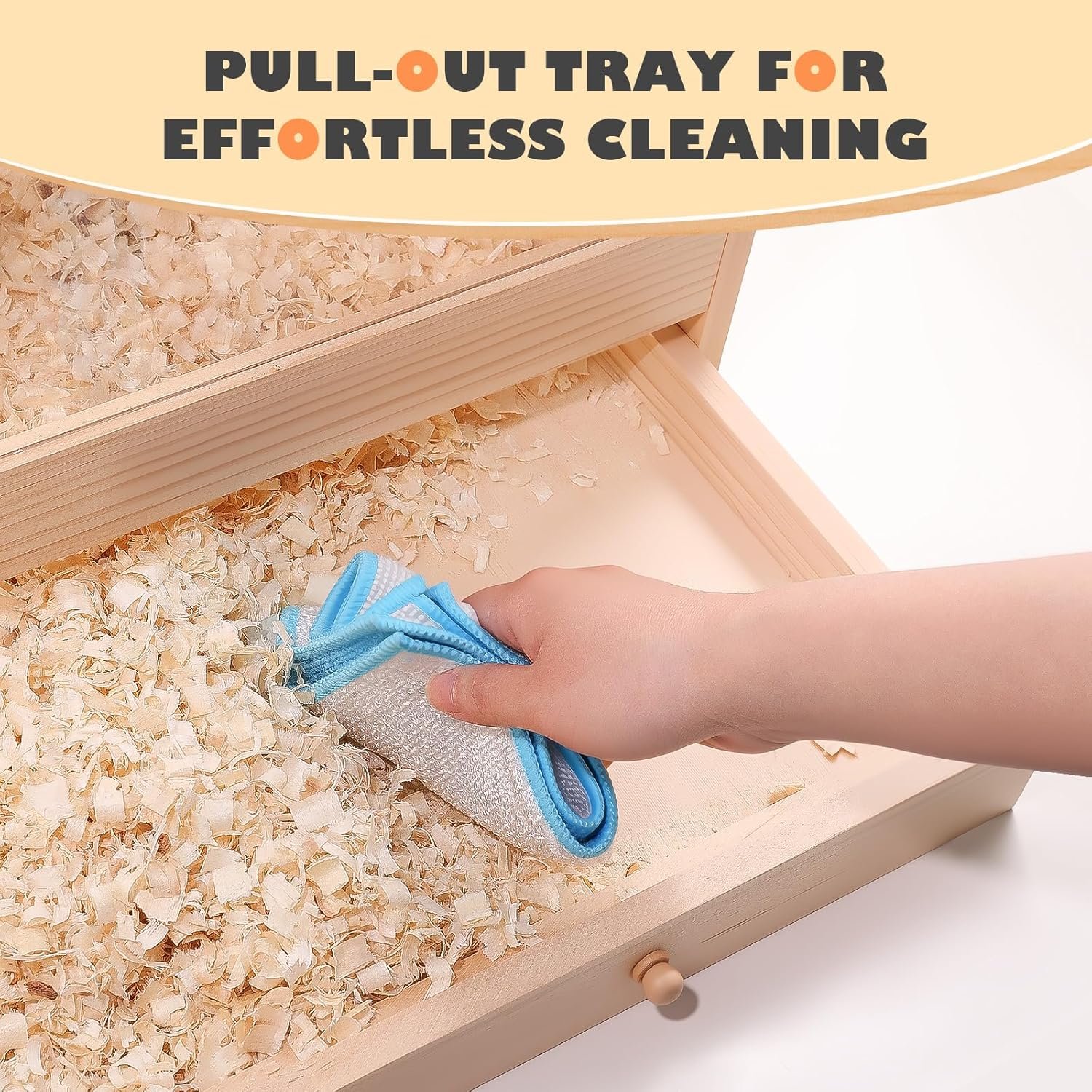 31.5 Inch Wooden Hamster Cage with Pull-Out Tray, Small Animal Habitat with Double Skylight Doors for Gerbil, Mouse, Guinea Pig, Rat, No Accessories - Image 4