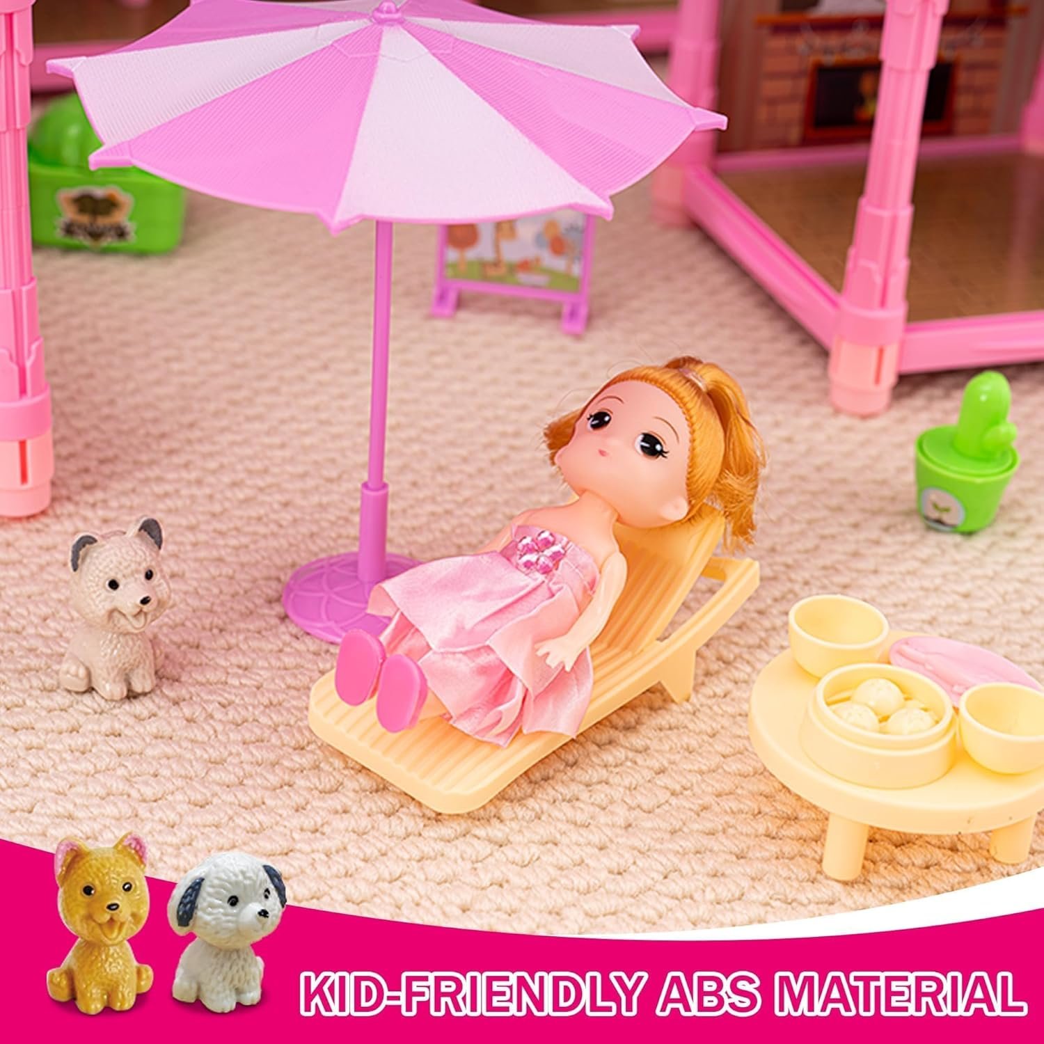 7-Story 29 Rooms Huge Doll House for Girls, Play House Toys Accessories and Furniture, Outdoor Girls Play Set, Pink, 2024 Christmas Toy, Easy Assembly Ideal for Kids - Image 5