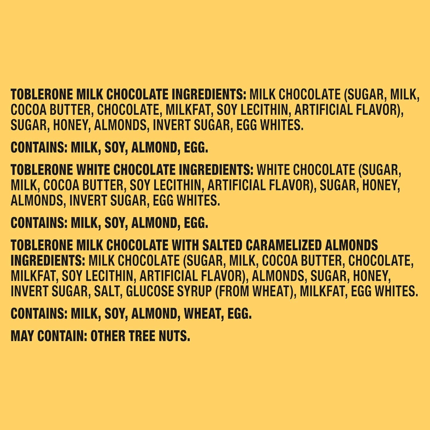 TOBLERONE Assorted Chocolate Bars Variety Pack (Milk, White, & Salted Caramelized Almonds), Bulk Chocolate, 1 Gift Box (9 Bars) - Image 3