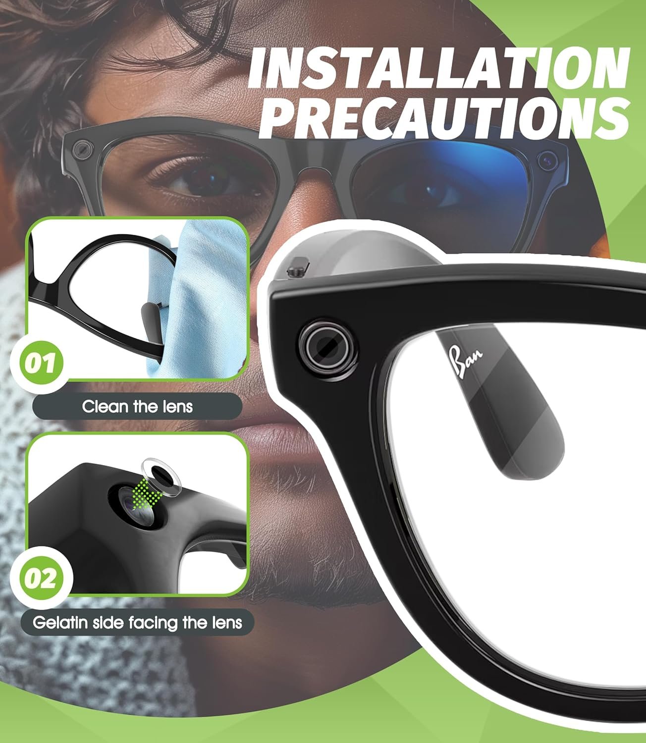 Seltureone 12 Pcs for Meta Glasses Light Cover Compatible with Ray-Ban Meta Wayfarer/Skyler/Headliner/Oakley Meta HSTN Smart Glasses Accessories Blackout LED Light Blocking Tempered Film - Image 3