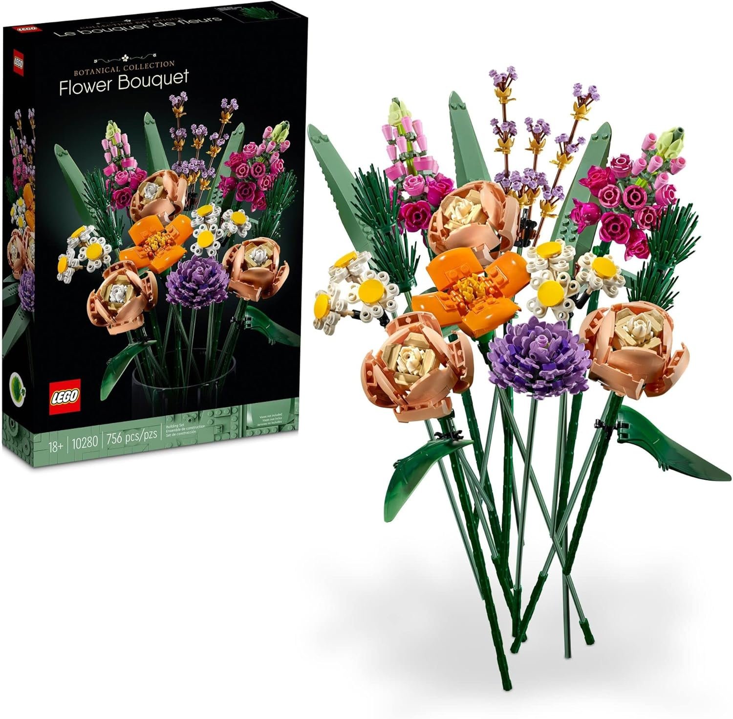 LEGO Botanicals Flower Bouquet Building Set - Artificial Flowers for Decoration for Home and Display, Ages 18+ - for Table, Desk, Office - Gift for Birthdays - 10280