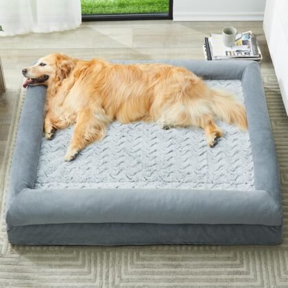 WNPETHOME XXXL Big Dog Bed, Washable Dog Couch with Removable Waterproof Cover, Orthopedic Large Pet Sofa Bed with Bolster Sides for Sleeping
