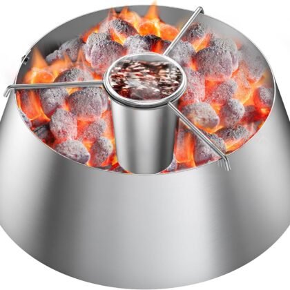 Skyflame Stainless Steel BBQ Whirlpool with Beer Can, Barbecue Whirlpool Accessories Compatibel with Big Green Egg/Kamado, Weber Charcoal Kettle