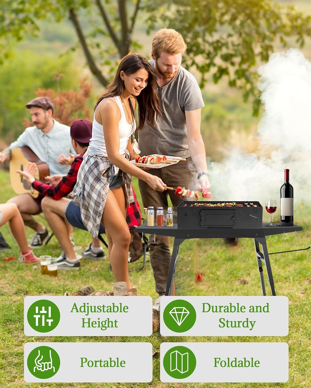 Blackstone Griddle Stand for 17”or 22”, Industrial Grade Metal Blackstone Grill Table Stand, with Tool Rack, Paper Towel Holder Trash Bag Holder, for Outdoor Camping Garden Lawns Collapsible Griddle - Image 2
