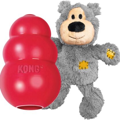 KONG Classic & Wild Knots Bear Combo Pack - Unique & Fun Dog Toys for Hours of Play - Classic Toy Can Be Stuffed with Dog Treats - for Large Dogs
