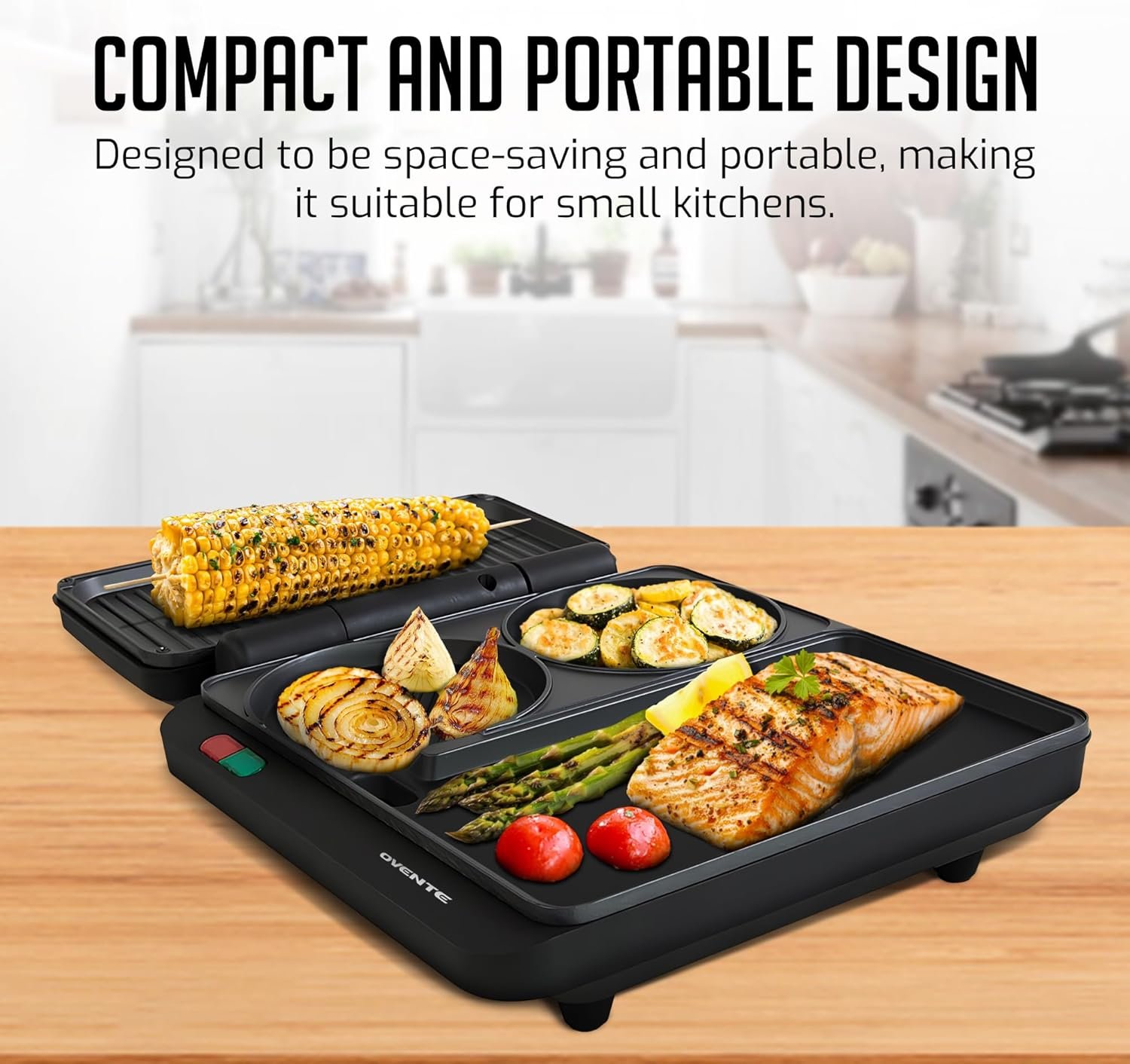 OVENTE Sandwich Maker and Hamburger Grill Machine with Non-Stick Griddle and Griller Plate, 1000W Electric Multipurpose Breakfast Station for Sandwiches, Burgers, Egg Muffin & Pancakes, Black HMG111B - Image 4