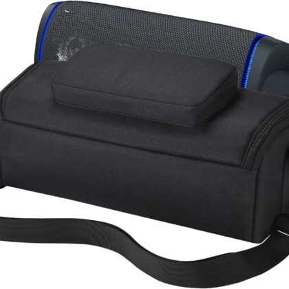 Hzycwgone Case Tote Bag for Sony SRS-XB43 Extra BASS Wireless Bluetooth Powerful Portable Speaker,SRS-XB43 Rugged Shoulder Bag,Extra Storage Pocket for Charger,Cable,Phone and Accessories(Black)