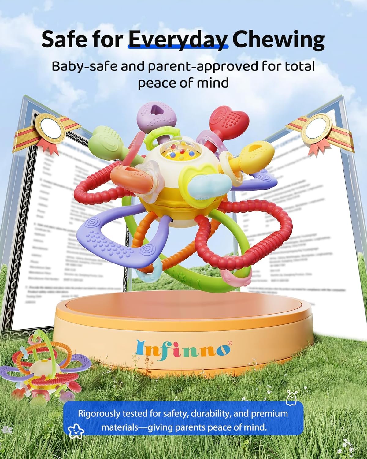 Baby Montessori Sensory Teething Toy - Safe, Multi-Functional BPA-Free Silicone Teether for Babies 0-12 Months - Teething Relief & Fun Play with Rattle - Perfect Baby Toys for Boys & Girls - Image 6