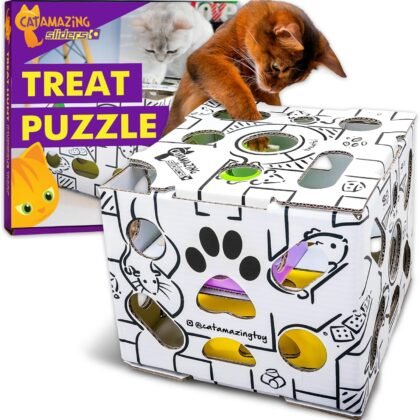 Cat Amazing Sliders – Puzzle Toy for Indoor Cats – Treat Box Interactive Maze – Enrichment Feeder – Best Cat Toy Ever!