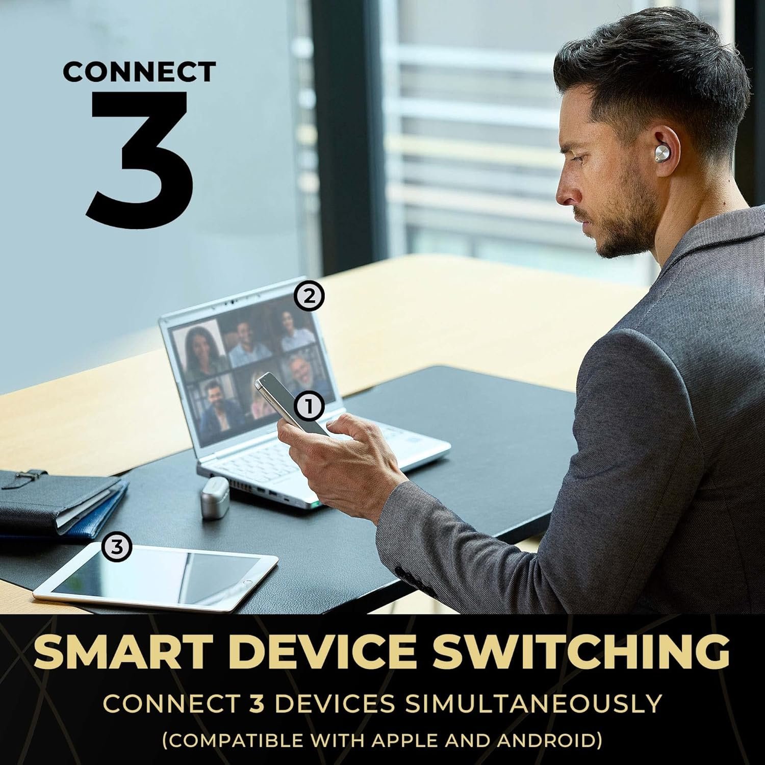 Technics Premium Hi-Fi True Wireless Bluetooth Earbuds with Advanced Noise Cancelling, 3 Device Multipoint Connectivity, Wireless Charging, Hi-Res Audio + Enhanced Calling - EAH-AZ80-S (Silver) - Image 5