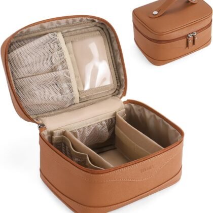 Telena Large Makeup Bag, Travel Toiletry Bag for Women, Vegan Leather Makeup Organizer Case Cosmetic Bag for Travel Essentials