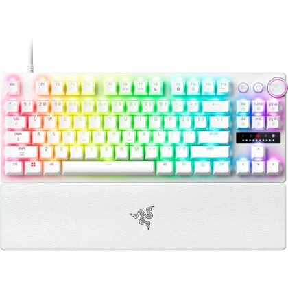 Razer Huntsman V3 Pro TKL 8KHz Esports Gaming Keyboard: Analog Optical Switches Gen 2-8000 Hz Polling Snap Tap - Rapid Trigger - Adjustable Actuation - Media Controls - PBT Keycaps - White