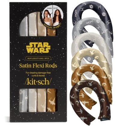 Kitsch x Star Wars Satin Heatless Hair Curler – Soft Hair Curlers to Sleep In for Heatless Curls Overnight – Overnight Blowout Rods for Women – Hair Styling Tools – Light Side vs Dark Side, 6pc Set