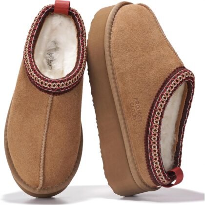 Project Cloud 100% Genuine Leather Platform Slippers for Women – Soft Memory Foam Womens Slippers & Supportive Clogs for Women 2026 – Cozy, Stylish Everyday Footwear (Sayre)