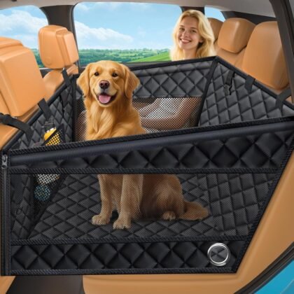 URPOWER Hard Bottom Dog Car Seat for Large Medium Dogs, Dog Back Seat Extender with 3-Sided Hard Boards, Waterproof Pet Backseat Cover Dogs Hammock for Large Cars, Trucks and SUVs, Holds up to 200 lbs